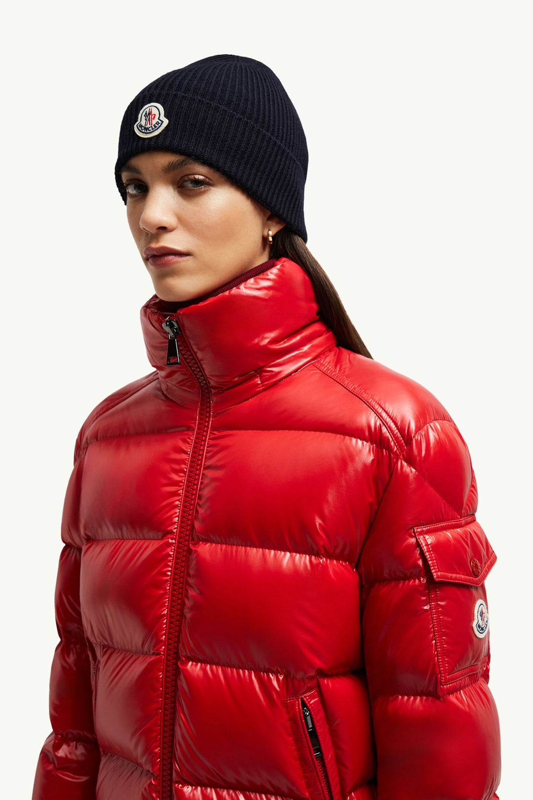 MONCLER - Bonnet en laine vierge Bleu marine