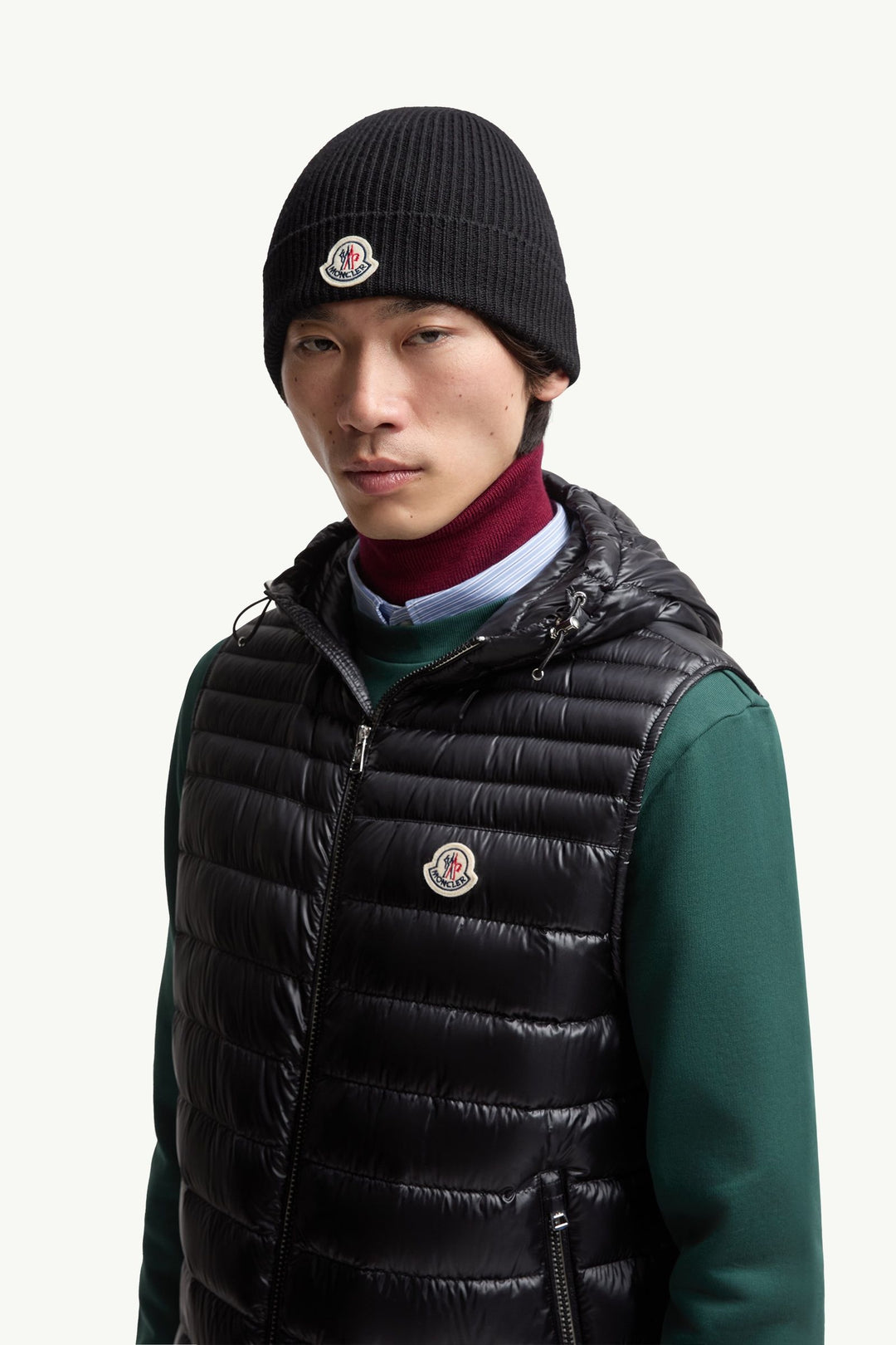 MONCLER - Bonnet en laine vierge Noir