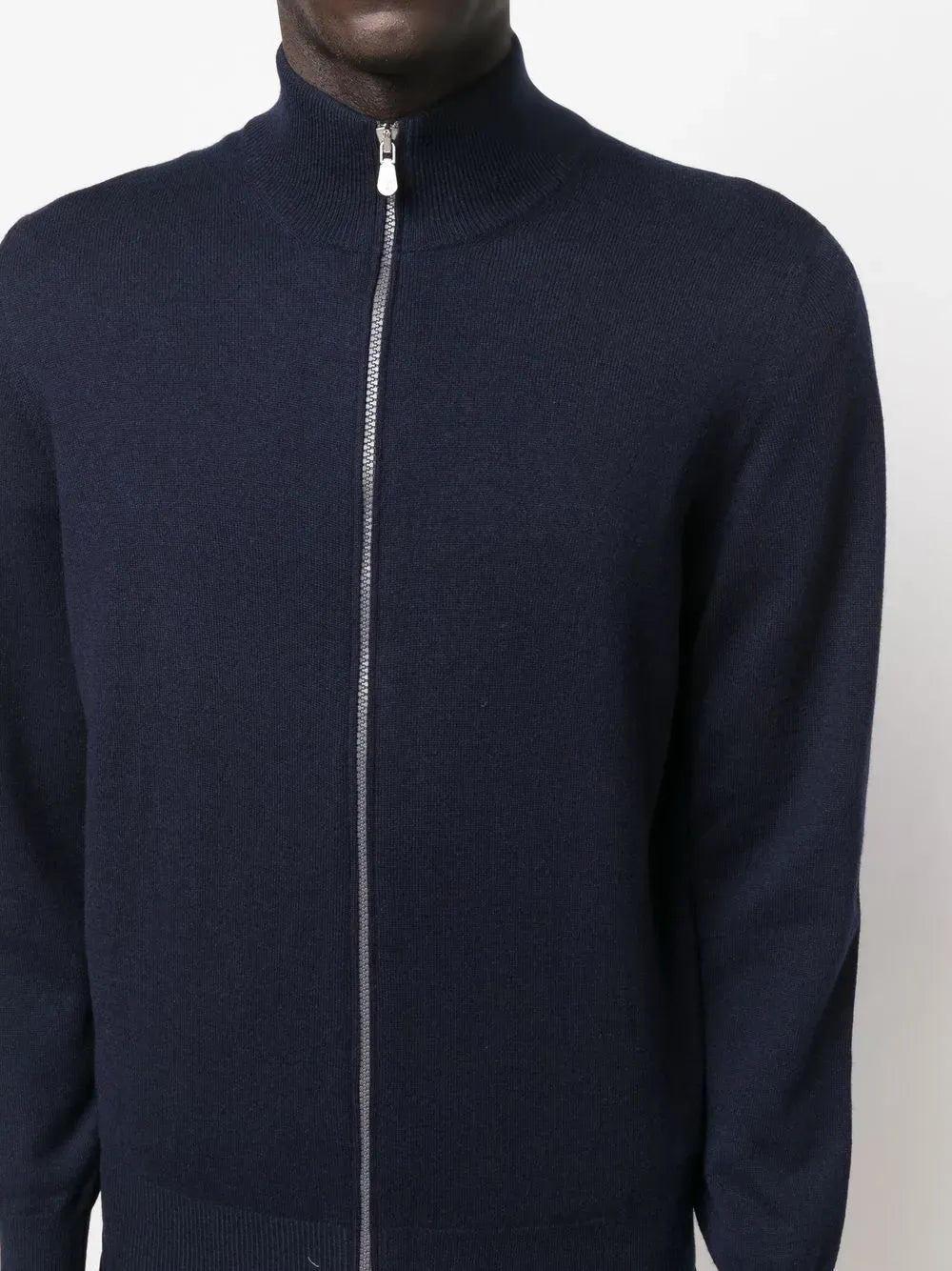BRUNELLO CUCCINELI - pull zippé en cachemire à col cheminée bleu marine - Lothaire