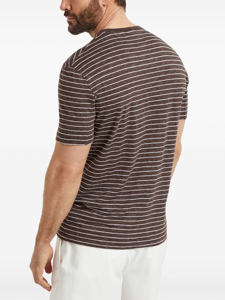 BRUNELLO CUCCINELI - t-shirt à rayures marron/beige - Lothaire