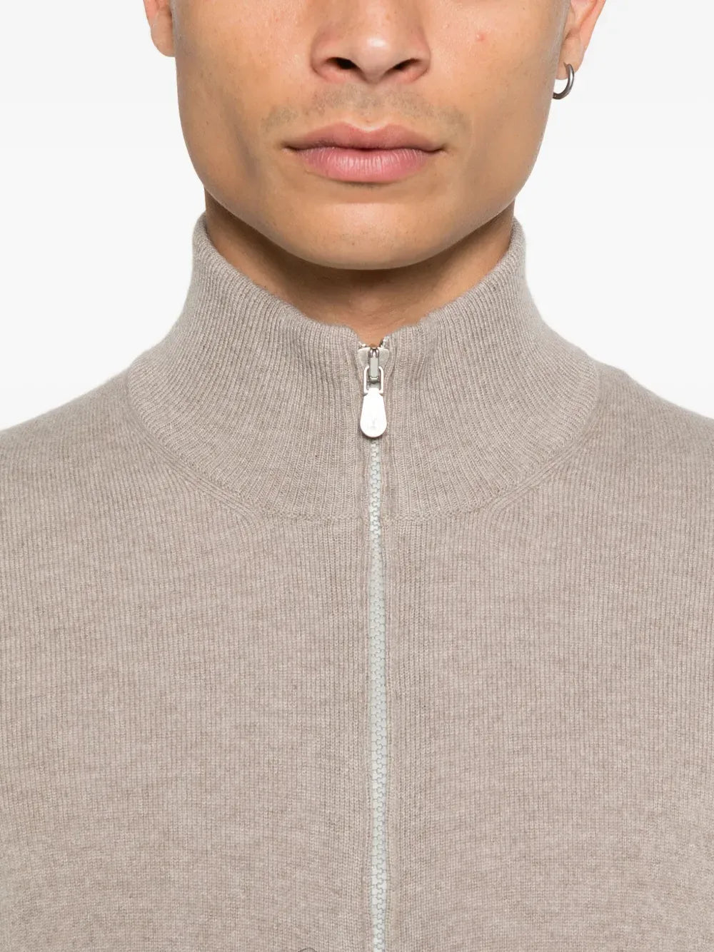 BRUNELLO CUCCINELLI - Cardigan zippée en cachemire beige - Lothaire