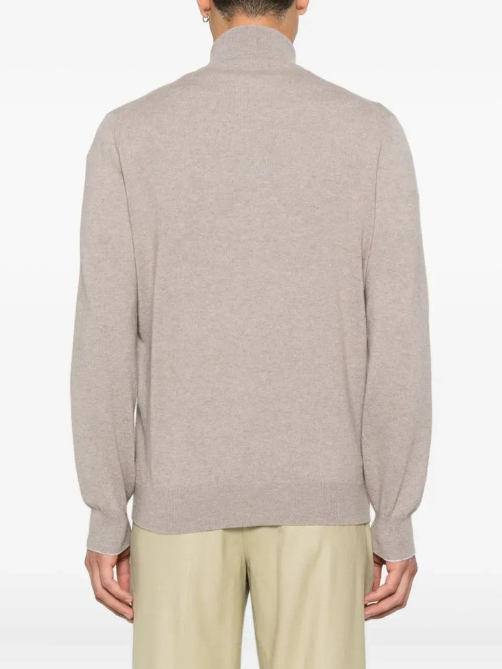 BRUNELLO CUCCINELLI - Cardigan zippée en cachemire beige - Lothaire