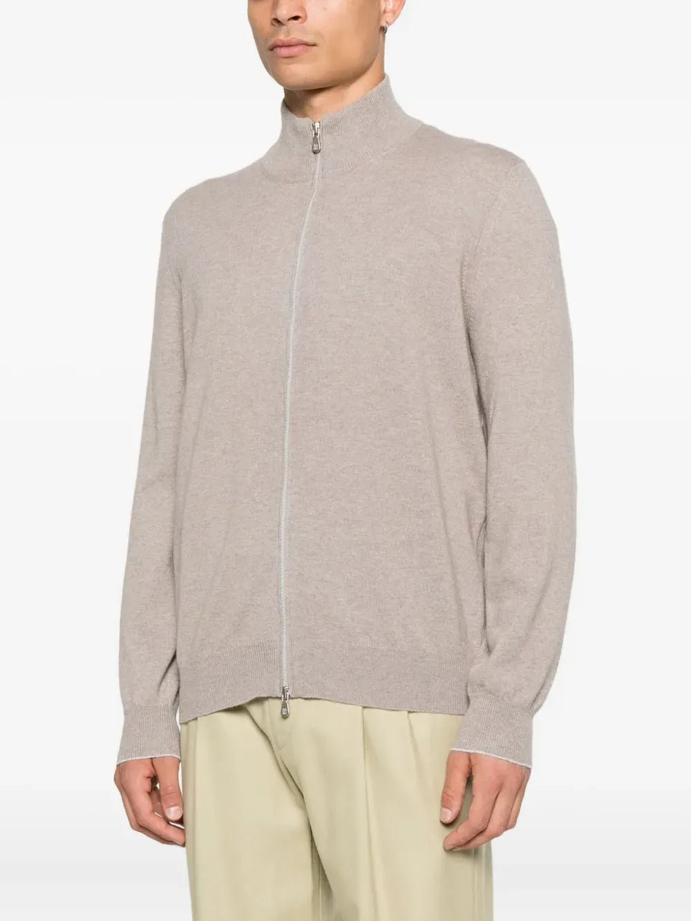 BRUNELLO CUCCINELLI - Cardigan zippée en cachemire beige - Lothaire