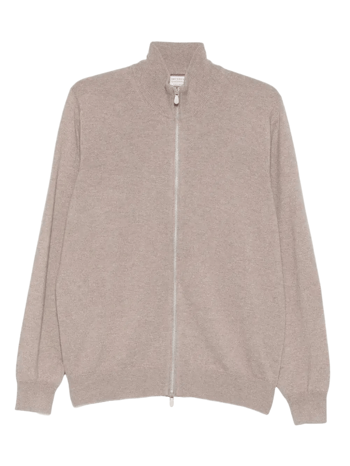 BRUNELLO CUCCINELLI - Cardigan zippée en cachemire beige - Lothaire