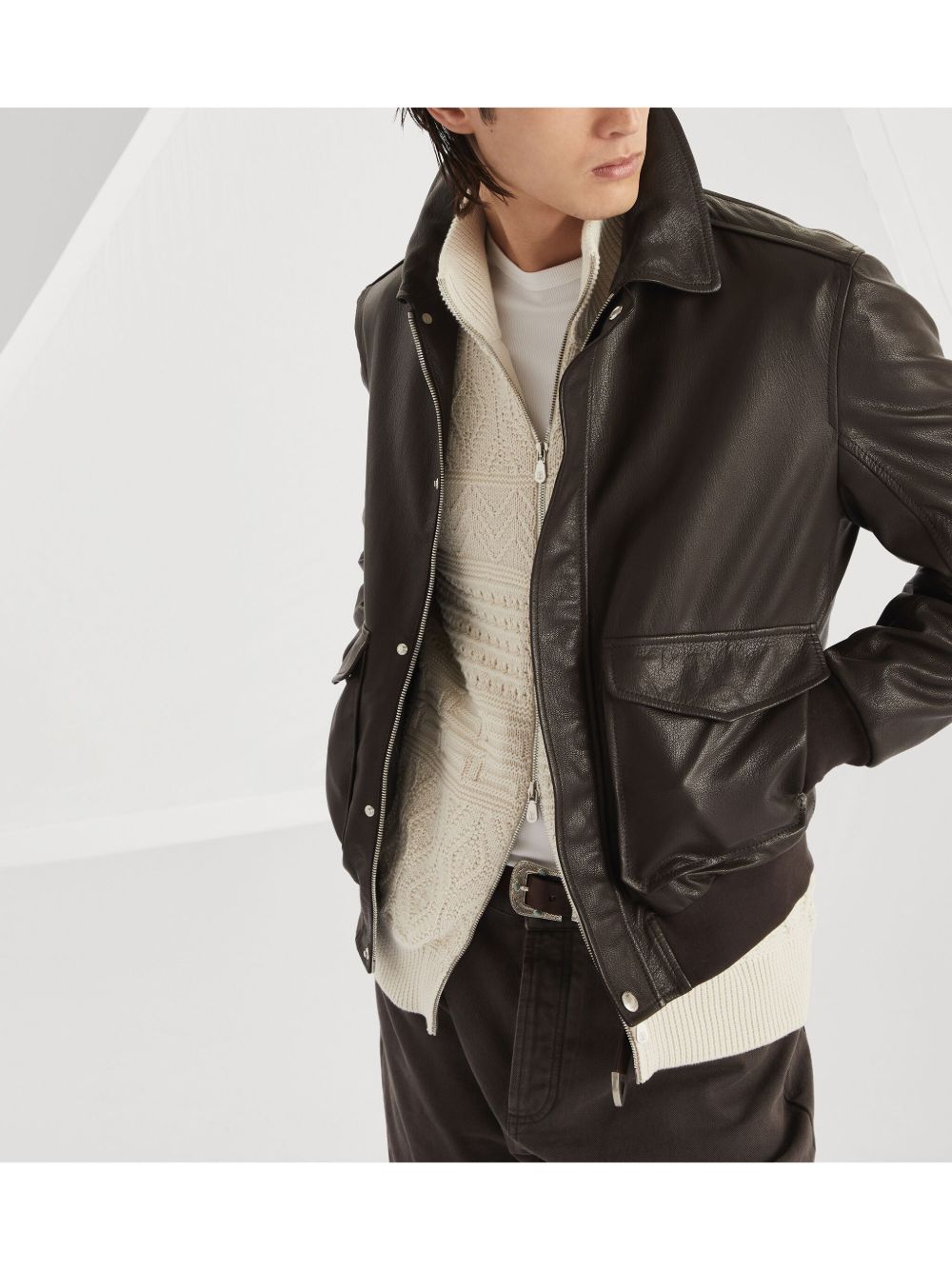 BRUNELLO CUCCINELLI - veste Aviator en cuir - Lothaire