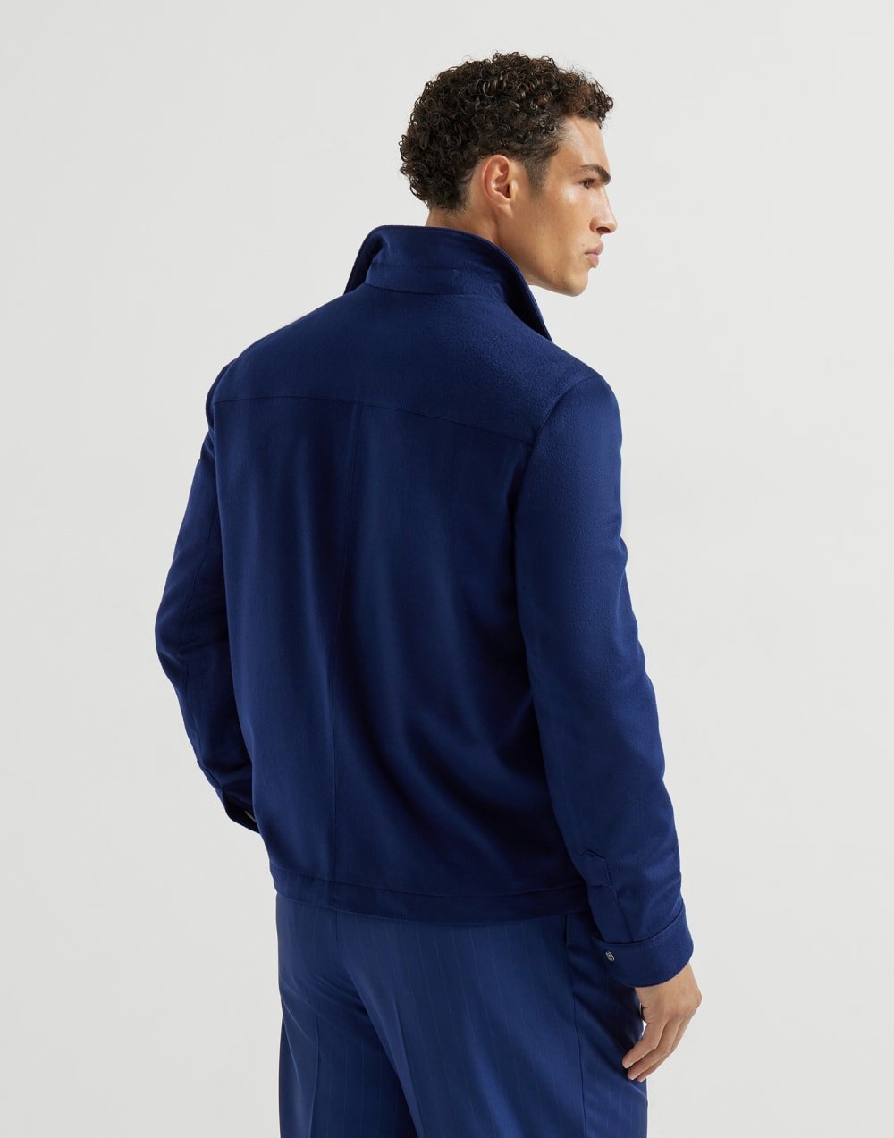 BRUNELLO CUCINELLI - Blouson en flanelle légère de cachemire Bleu royal - Lothaire