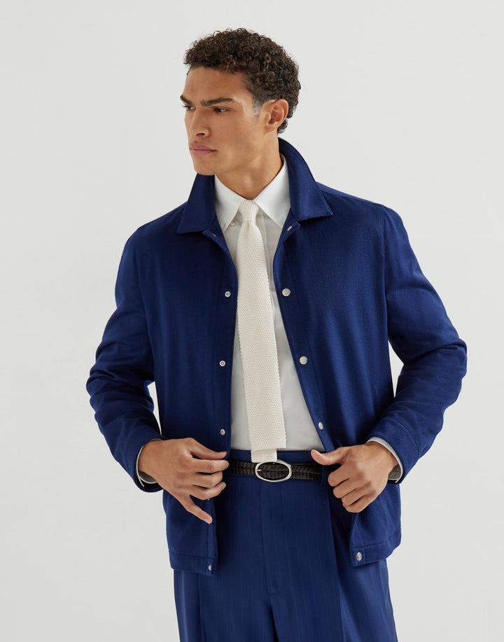 BRUNELLO CUCINELLI - Blouson en flanelle légère de cachemire Bleu royal - Lothaire