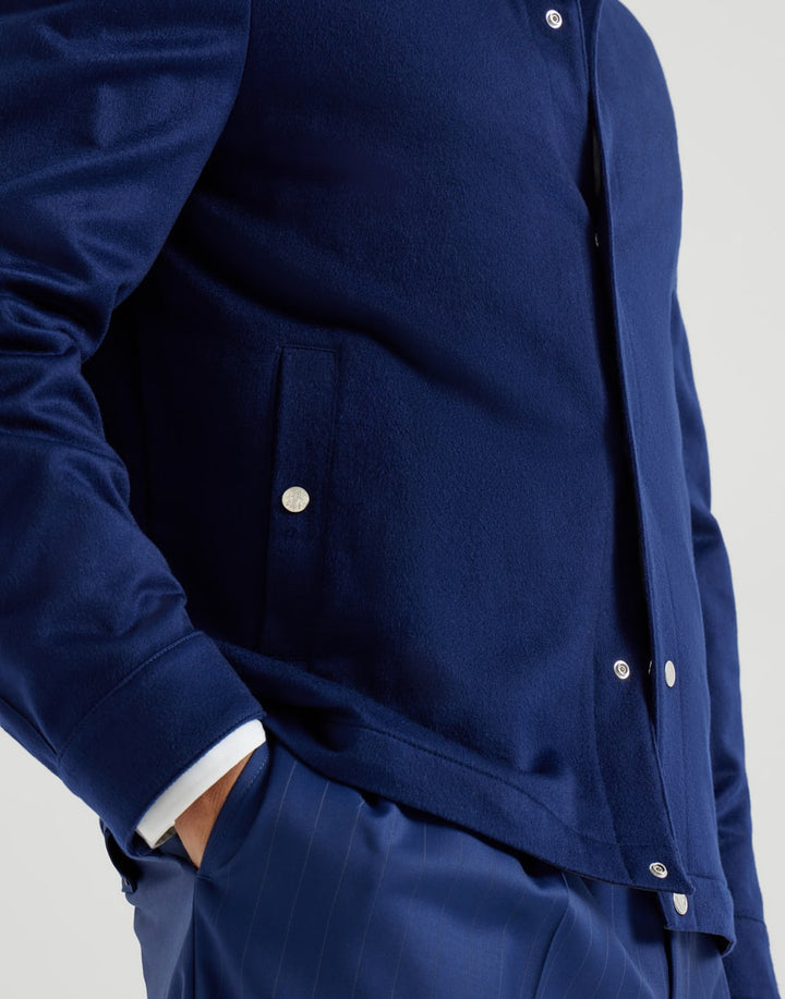 BRUNELLO CUCINELLI - Blouson en flanelle légère de cachemire Bleu royal - Lothaire