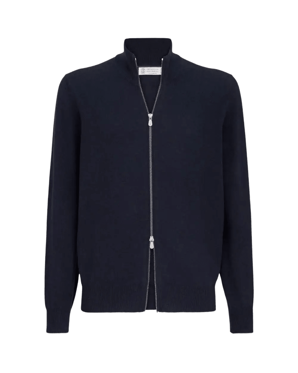 BRUNELLO CUCINELLI - Cardigan Col Montant en Cachemire Bleu Marine - Lothaire