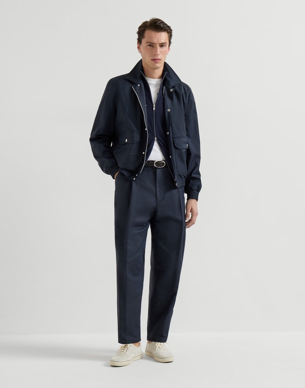 BRUNELLO CUCINELLI - Cardigan léger en cachemire et soie à zip Bleu marine - Lothaire