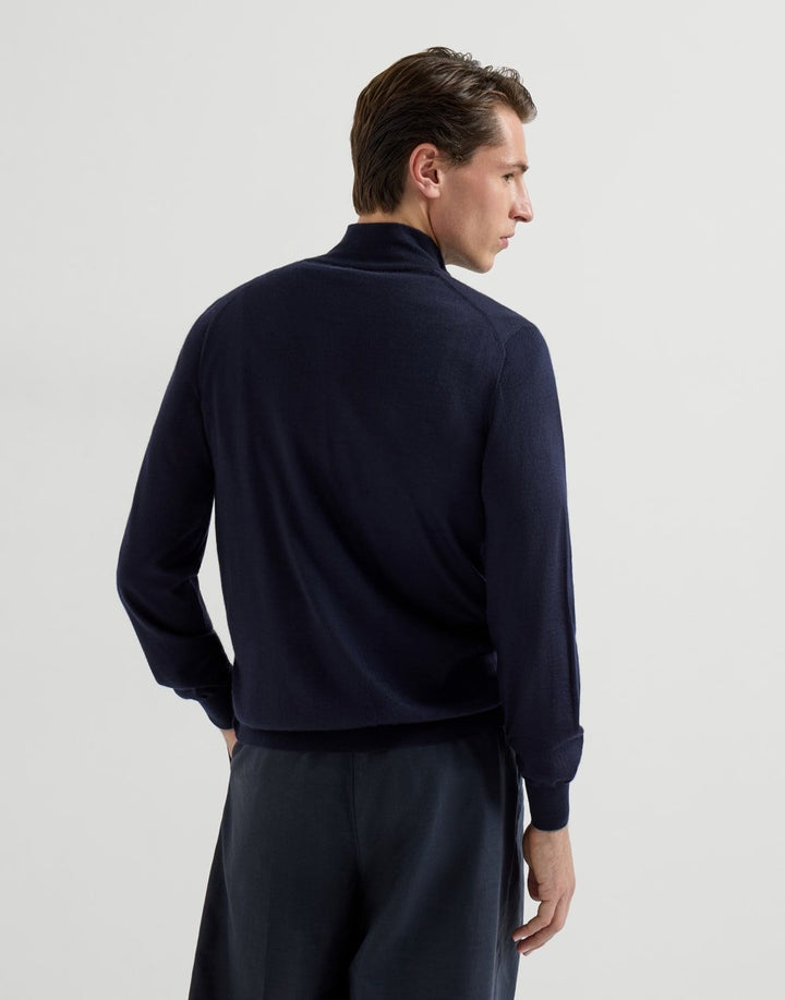 BRUNELLO CUCINELLI - Cardigan léger en cachemire et soie à zip Bleu marine - Lothaire