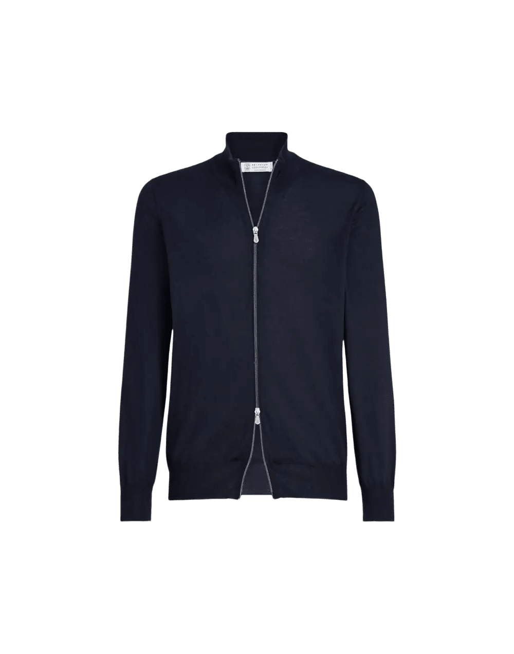 BRUNELLO CUCINELLI - Cardigan Zippé Cachemire & Soie Bleu Marine - Lothaire