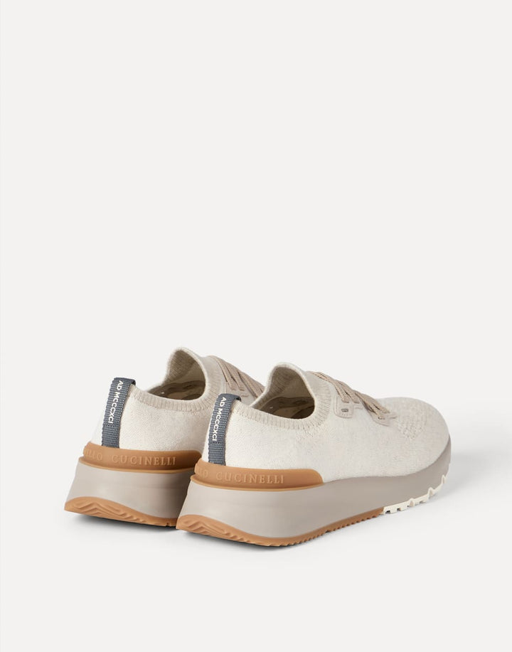 BRUNELLO CUCINELLI - Chaussures de running en maille de coton et veau semi - brillant Beige clair - Lothaire