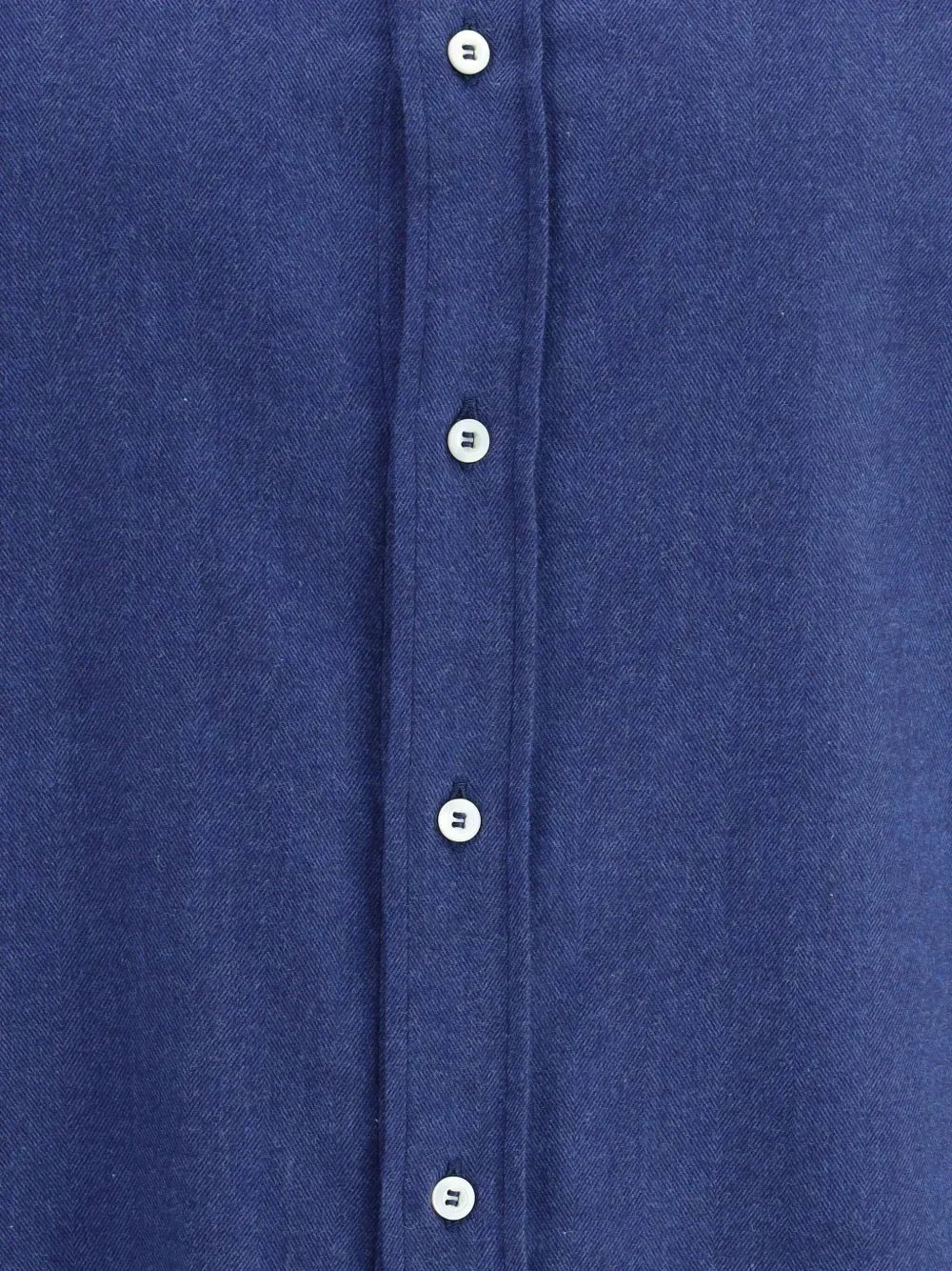 BRUNELLO CUCINELLI - Chemise coupe slim en flanelle de coton extensible motif chevrons à col français bleu - Lothaire
