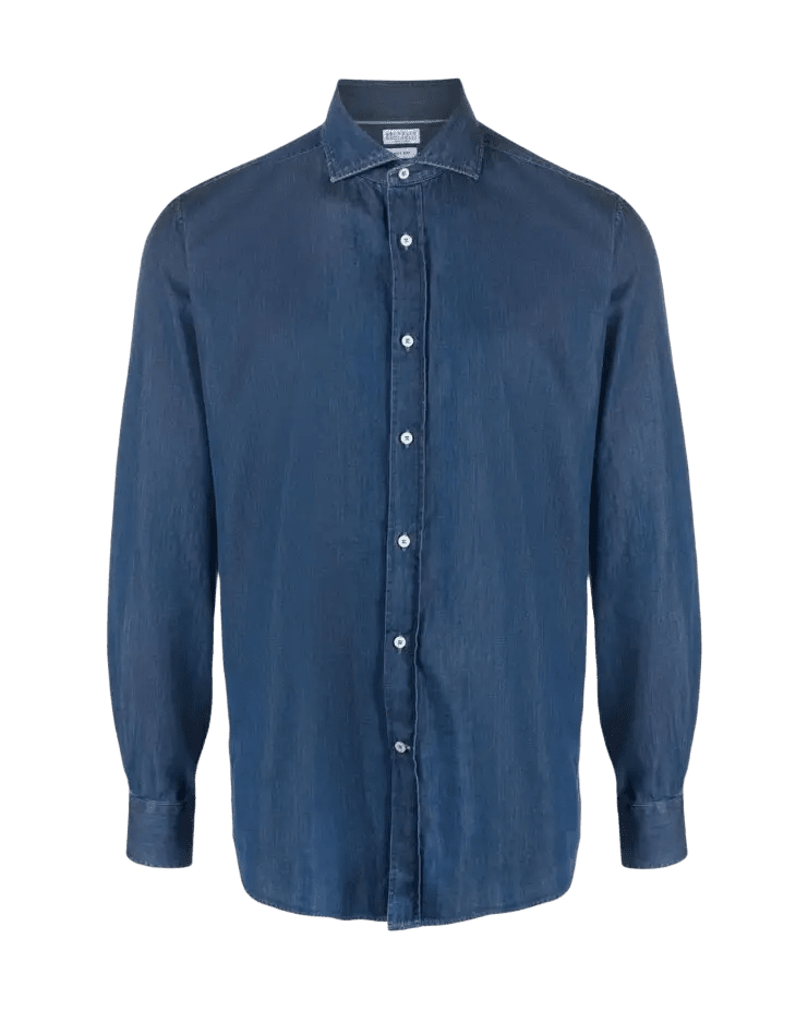 BRUNELLO CUCINELLI - Chemise en Coton Bleu - Lothaire