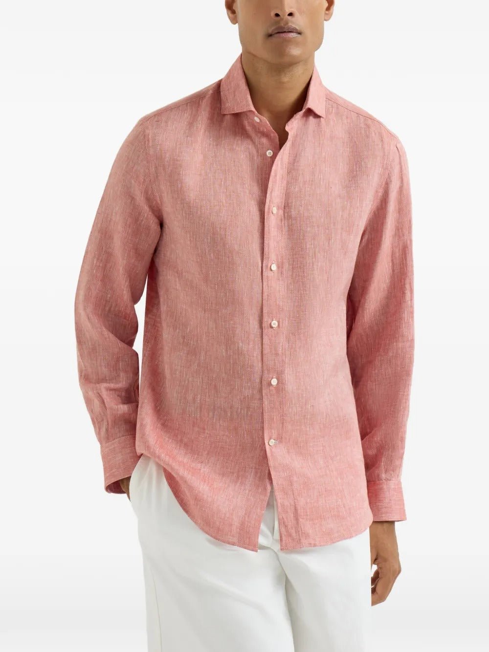 BRUNELLO CUCINELLI - Chemise en lin couleur apricot - Lothaire