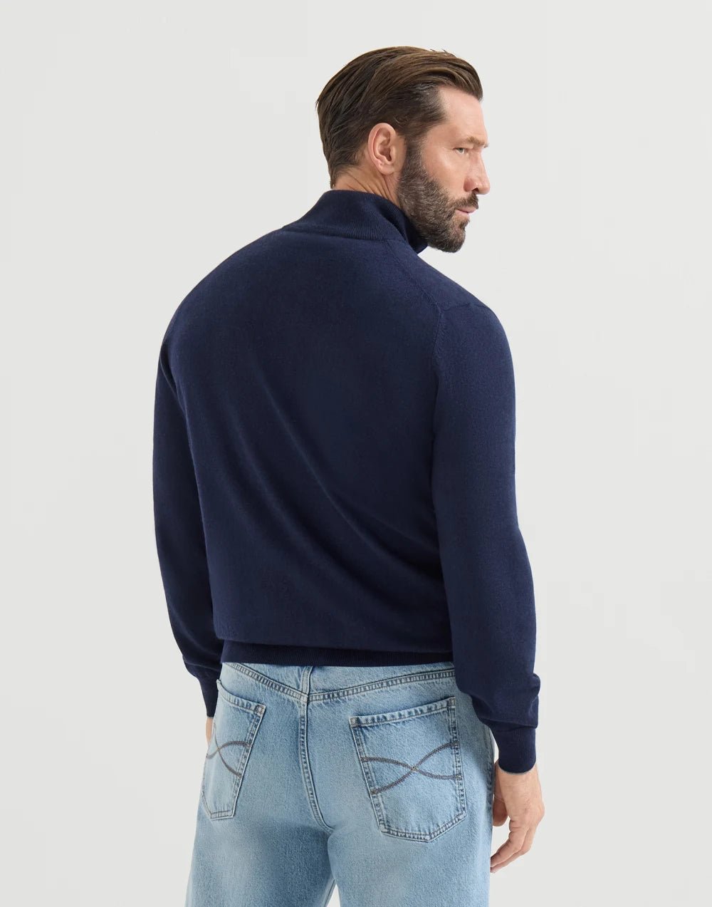 BRUNELLO CUCINELLI - Gilet Zippé en Cachemire à Col Montant Marine - Lothaire