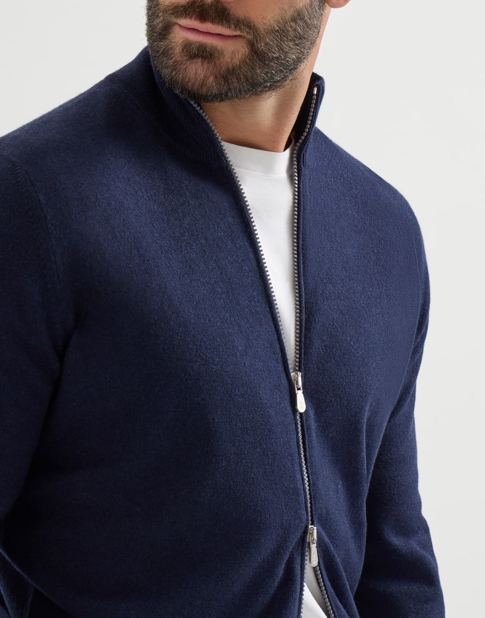 BRUNELLO CUCINELLI - Gilet Zippé en Cachemire à Col Montant Marine - Lothaire