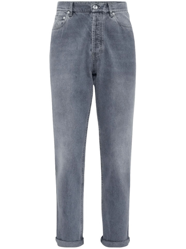 BRUNELLO CUCINELLI - Jean à ourlet retroussé gris - Lothaire