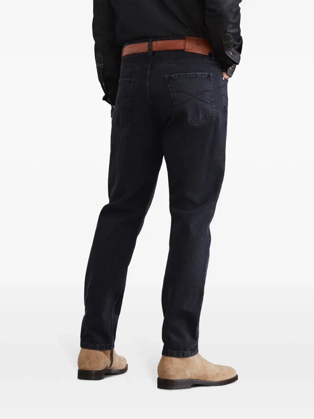 BRUNELLO CUCINELLI - Jean slim à taille mi - haute gris - Lothaire