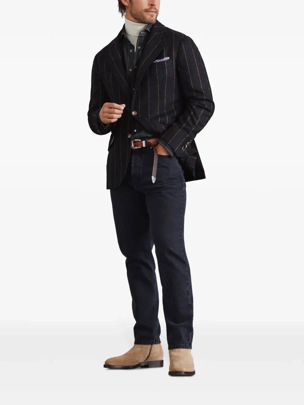 BRUNELLO CUCINELLI - Jean slim à taille mi - haute gris - Lothaire