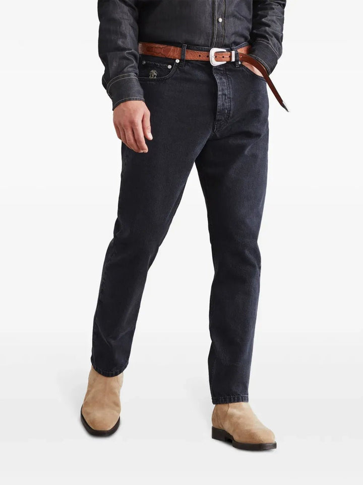 BRUNELLO CUCINELLI - Jean slim à taille mi - haute gris - Lothaire