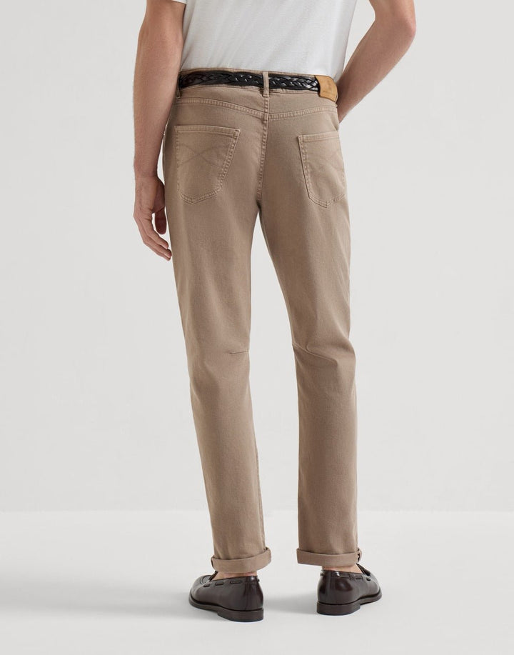BRUNELLO CUCINELLI - Pantalon cinq poches en denim confort teint en pièce Marron clair - Lothaire