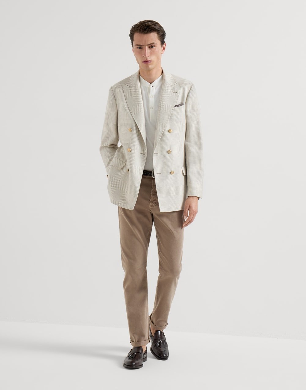 BRUNELLO CUCINELLI - Pantalon cinq poches en denim confort teint en pièce Marron clair - Lothaire