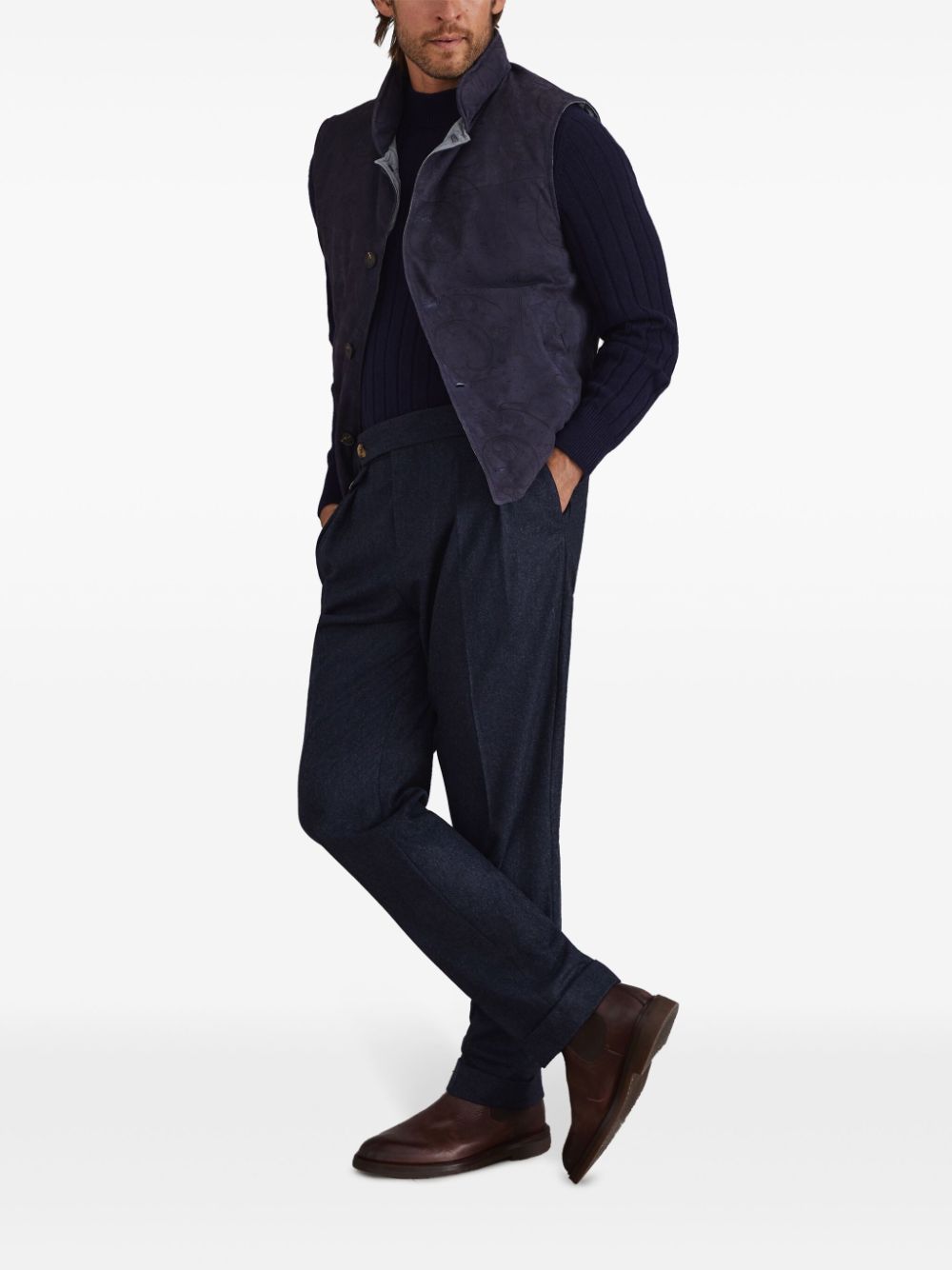 Brunello Cucinelli Pantalon de costume fuselé night blue - Lothaire