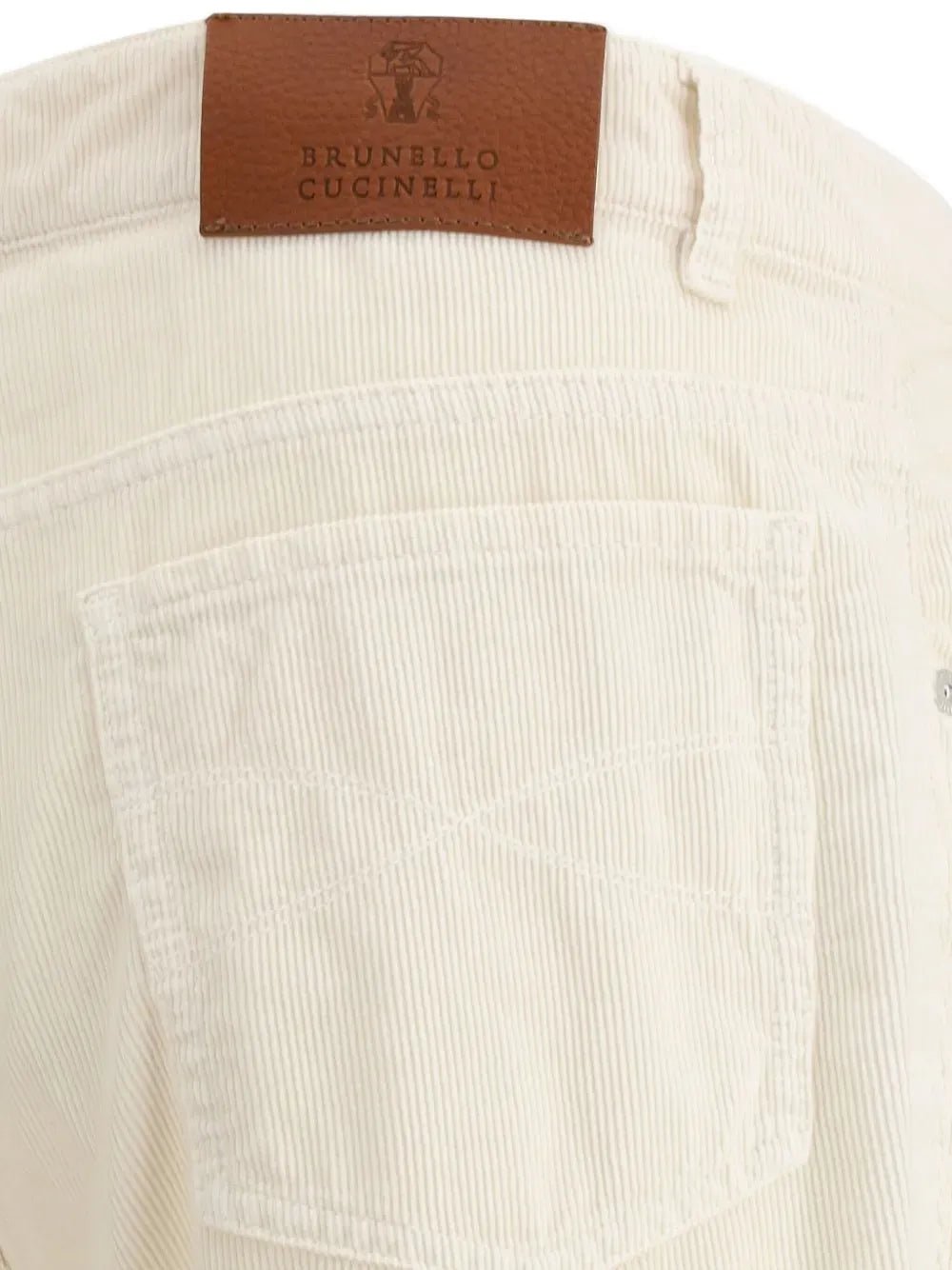 BRUNELLO CUCINELLI - Pantalon droit en velours côtelé blanc - Lothaire