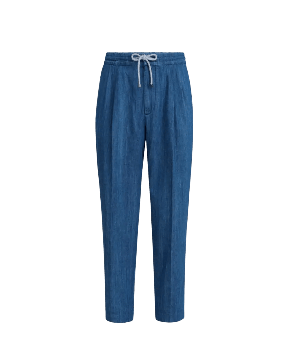 BRUNELLO CUCINELLI - Pantalon en denim léger à coulisse et double pince Bleu - Lothaire
