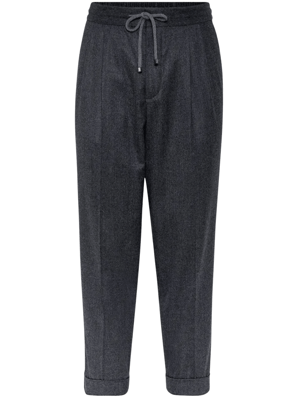 BRUNELLO CUCINELLI - Pantalon en Flanelle de Laine Vierge à Double Pinces Gris - Lothaire