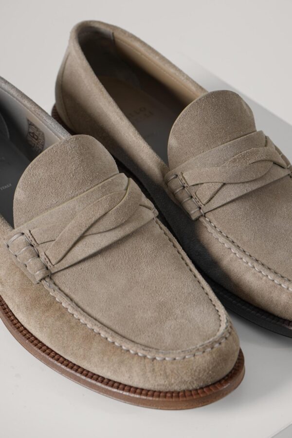 BRUNELLO CUCINELLI - Penny Loafers en Daim Taupe - Lothaire