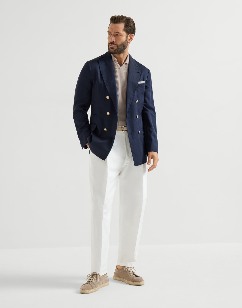 BRUNELLO CUCINELLI - Polo en maille de coton en côtes anglaises Marron clair - Lothaire