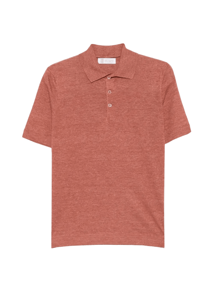 BRUNELLO CUCINELLI - Polo en maille de lin et coton chiné Orange rouille - Lothaire