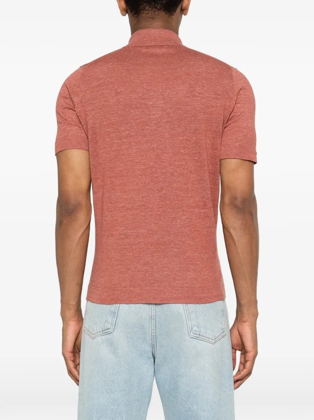 BRUNELLO CUCINELLI - Polo en maille de lin et coton chiné Orange rouille - Lothaire