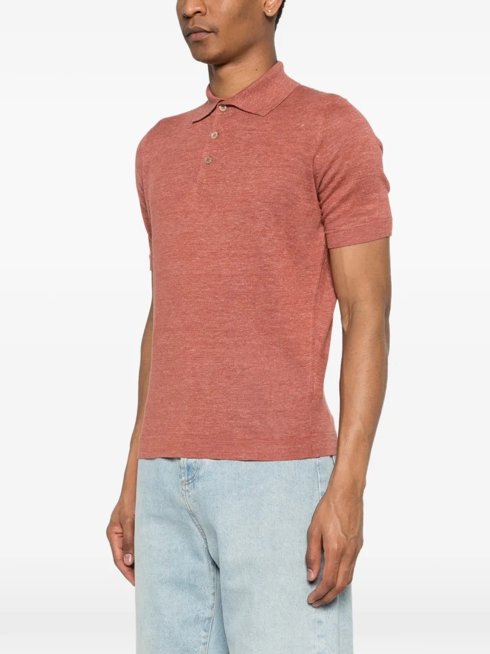 BRUNELLO CUCINELLI - Polo en maille de lin et coton chiné Orange rouille - Lothaire