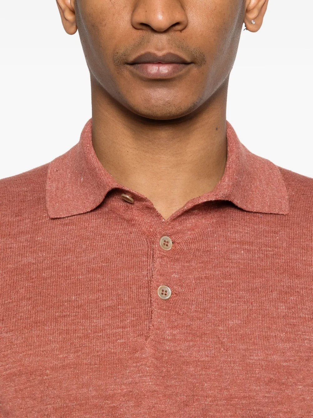 BRUNELLO CUCINELLI - Polo en maille de lin et coton chiné Orange rouille - Lothaire