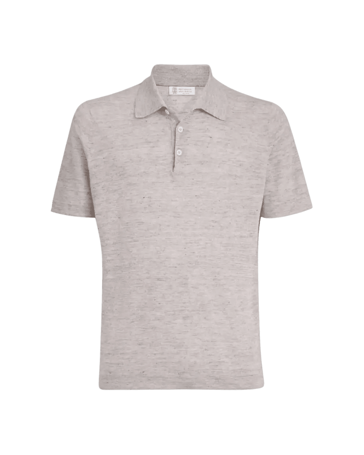 BRUNELLO CUCINELLI - Polo en maille de lin et coton Sable - Lothaire