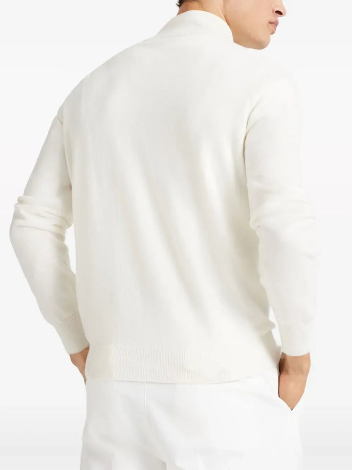 BRUNELLO CUCINELLI - Pull col camioneur en cachemire blanc - Lothaire