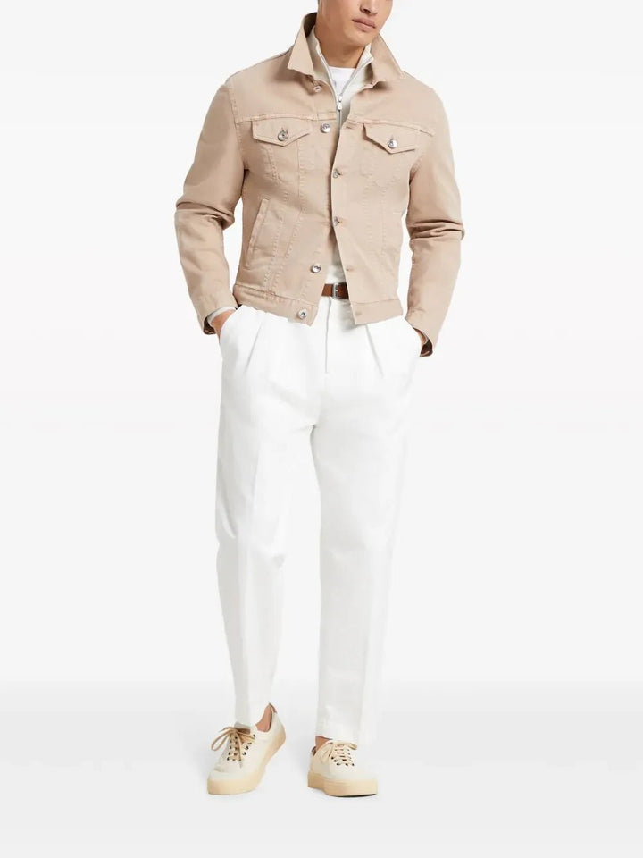 BRUNELLO CUCINELLI - Pull col camioneur en cachemire blanc - Lothaire