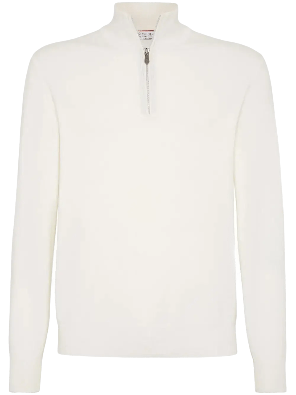 BRUNELLO CUCINELLI - Pull col camioneur en cachemire blanc - Lothaire