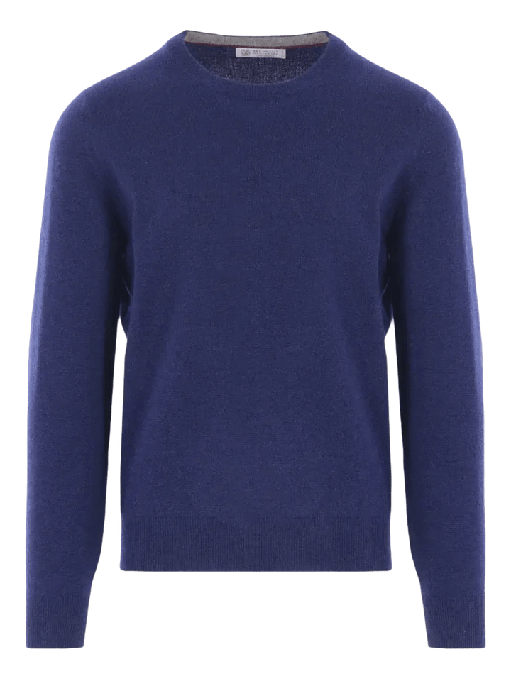 BRUNELLO CUCINELLI - Pull col rond en cachemire bleu - Lothaire