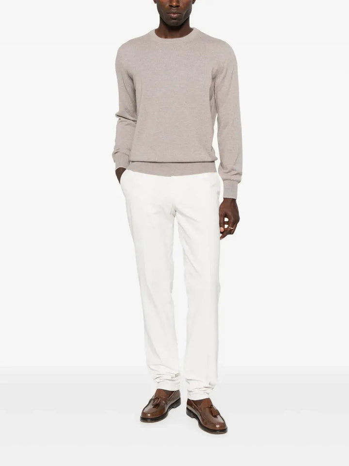 BRUNELLO CUCINELLI - Pull col rond en cachemire marron - Lothaire