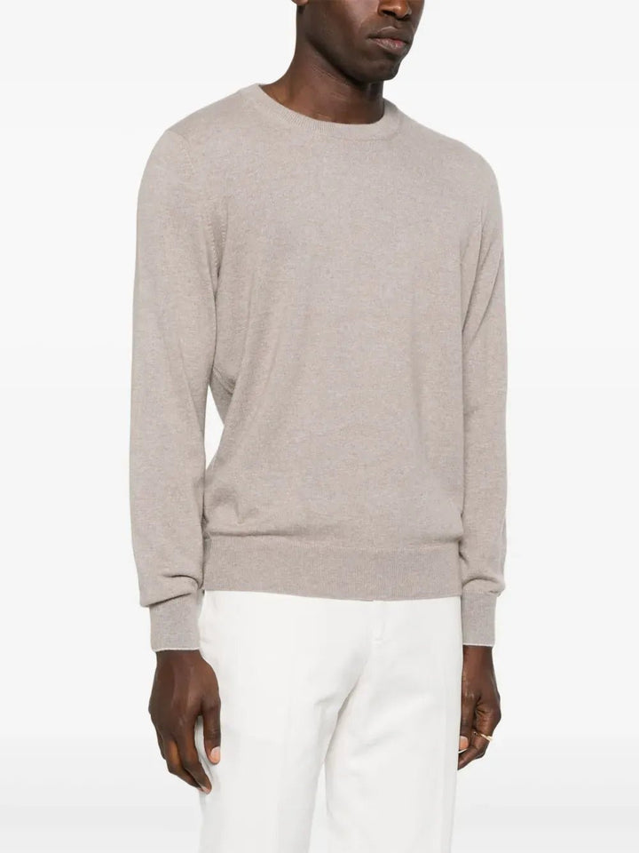 BRUNELLO CUCINELLI - Pull col rond en cachemire marron - Lothaire