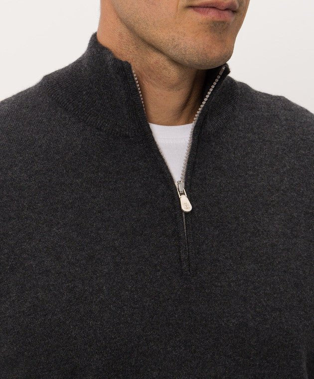 BRUNELLO CUCINELLI - Pull en Cachemire Gris Foncé - Lothaire