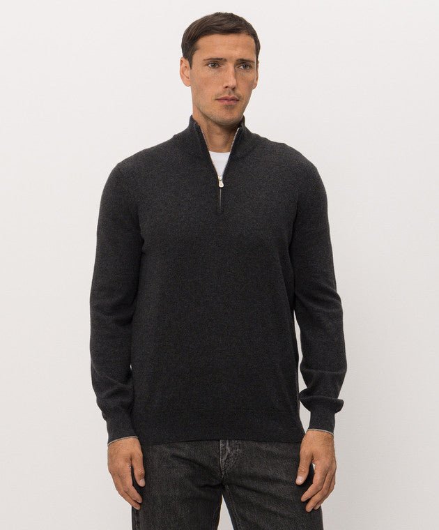 BRUNELLO CUCINELLI - Pull en Cachemire Gris Foncé - Lothaire