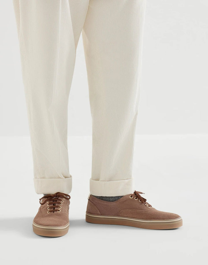 BRUNELLO CUCINELLI - Sneakers en Daim Marron Boue - Lothaire