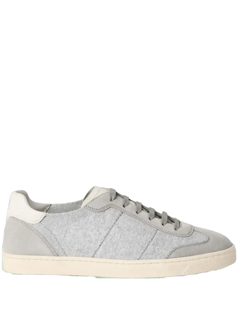 BRUNELLO CUCINELLI - Sneakers en maille de coton, daim lavé et cuir de veau Soft Gris - Lothaire