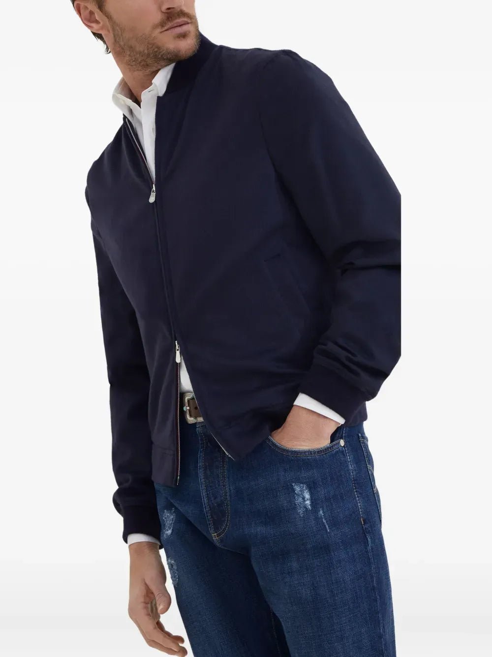 BRUNELLO CUCINELLI - Veste bomber oasis en cachemire bleu - Lothaire